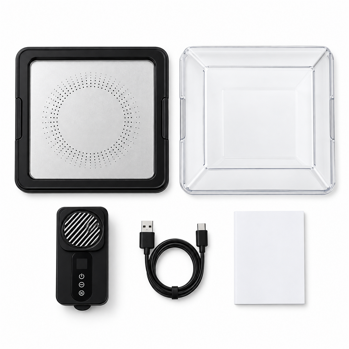 Electric Countertop Food Defrosting Box with Clear Cover and Metal Drain Tray