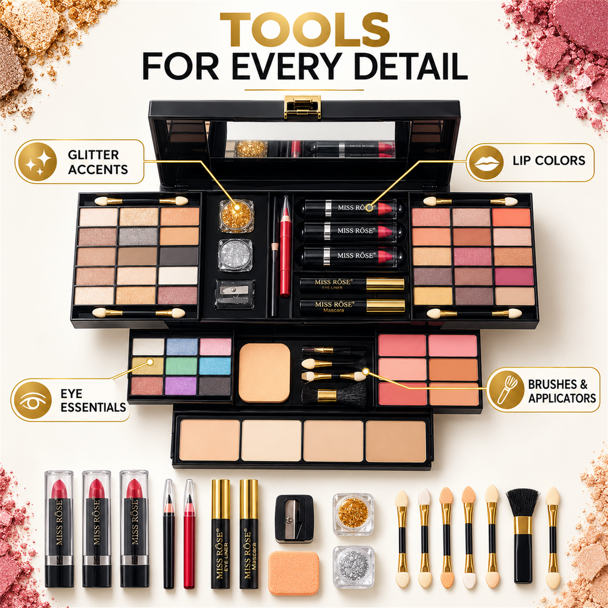 All-in-One Multi-Layer Makeup Kit with Portable Vanity Case