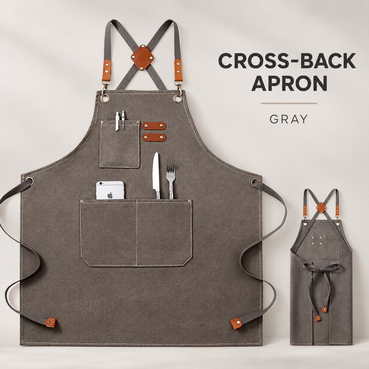 Cross-Back Multi-Pocket Apron