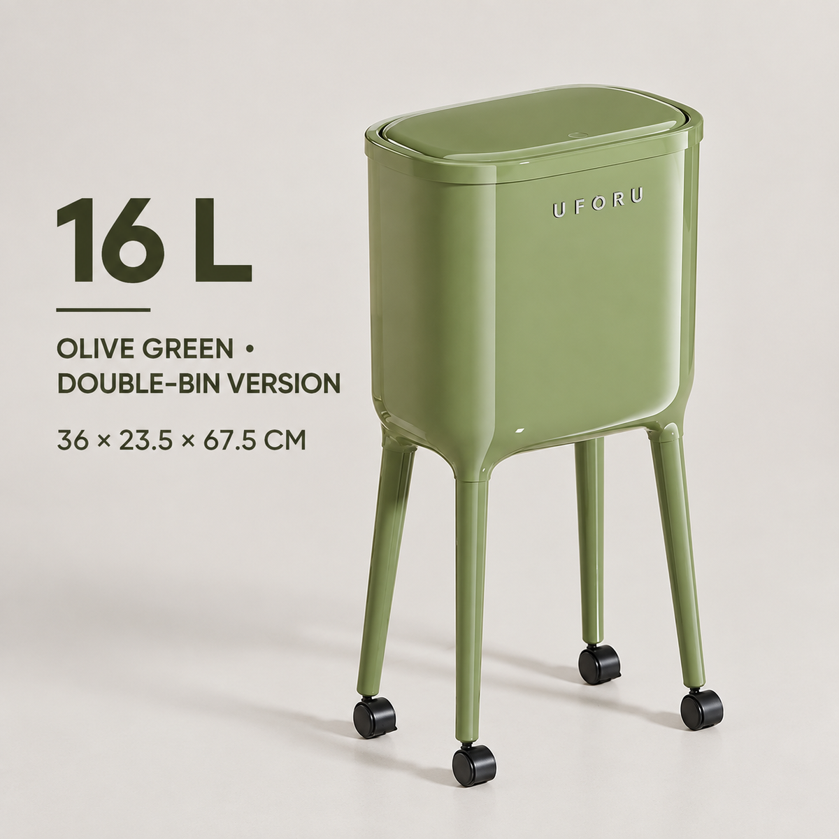 UFORU 16 L Raised Rolling Kitchen Bin