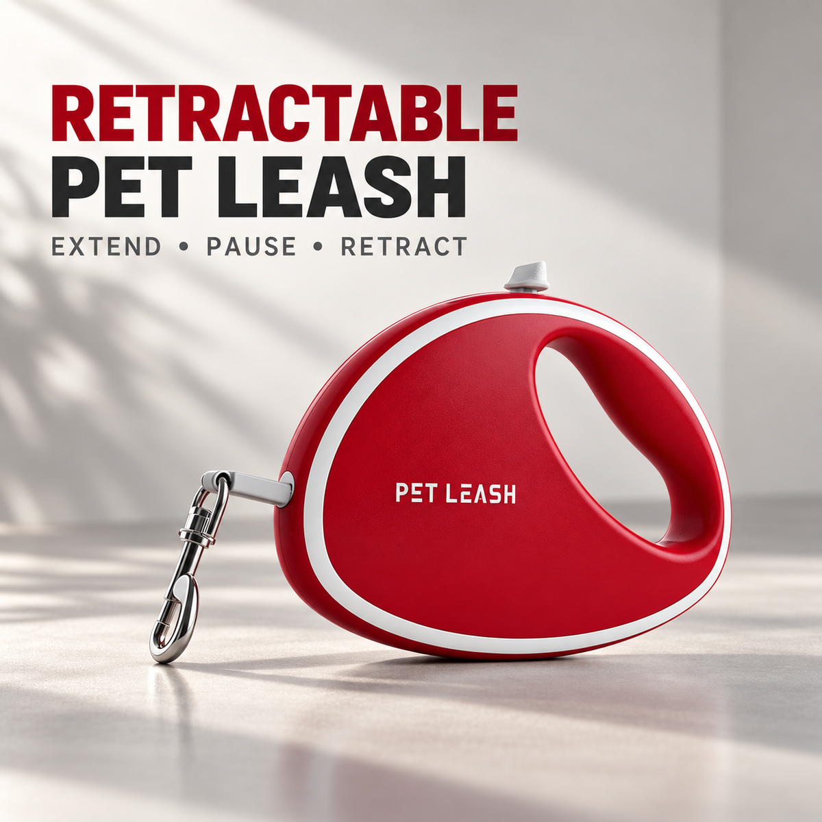 Retractable Dog Leash with Reflective-Edge Tape and Metal Swivel Clip