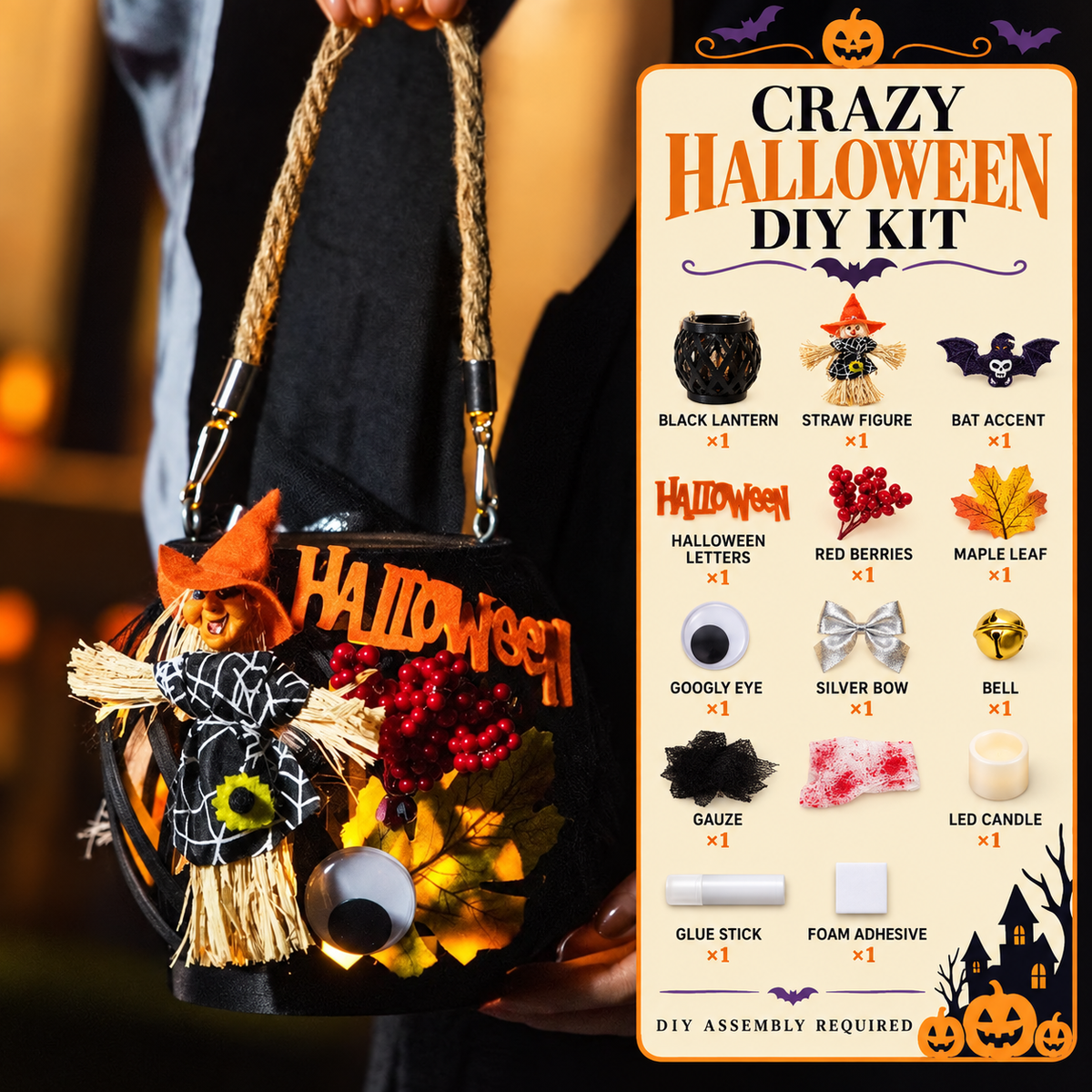 HALLOWEEN DIY RATTAN LANTERN CRAFT KIT