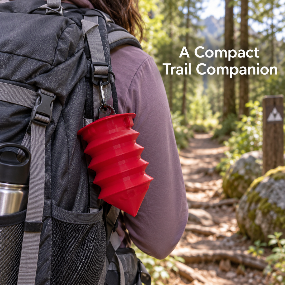 Collapsible Silicone Outdoor Cup, Portable Hanging Travel Container with Clip and Folding Accordion Design, Compact Camping Beach and Hiking Essential