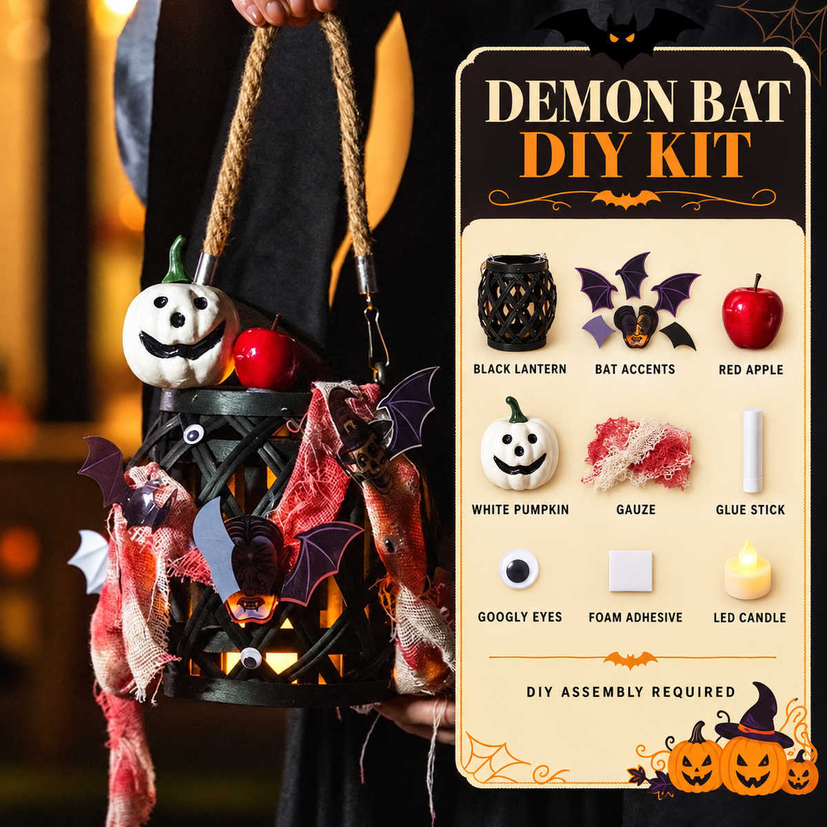 HALLOWEEN DIY RATTAN LANTERN CRAFT KIT