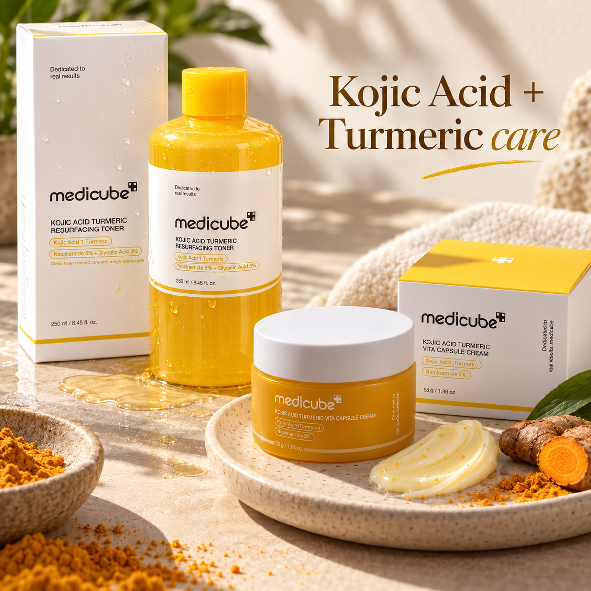 Kojic Acid Turmeric Resurfacing Toner, Brightening Face Toner with Niacinamide and Glycolic Acid, Lightweight Hydrating Exfoliating Toner, 8.45 fl oz (250 mL)