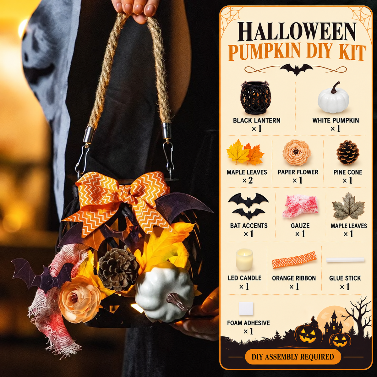 HALLOWEEN DIY RATTAN LANTERN CRAFT KIT