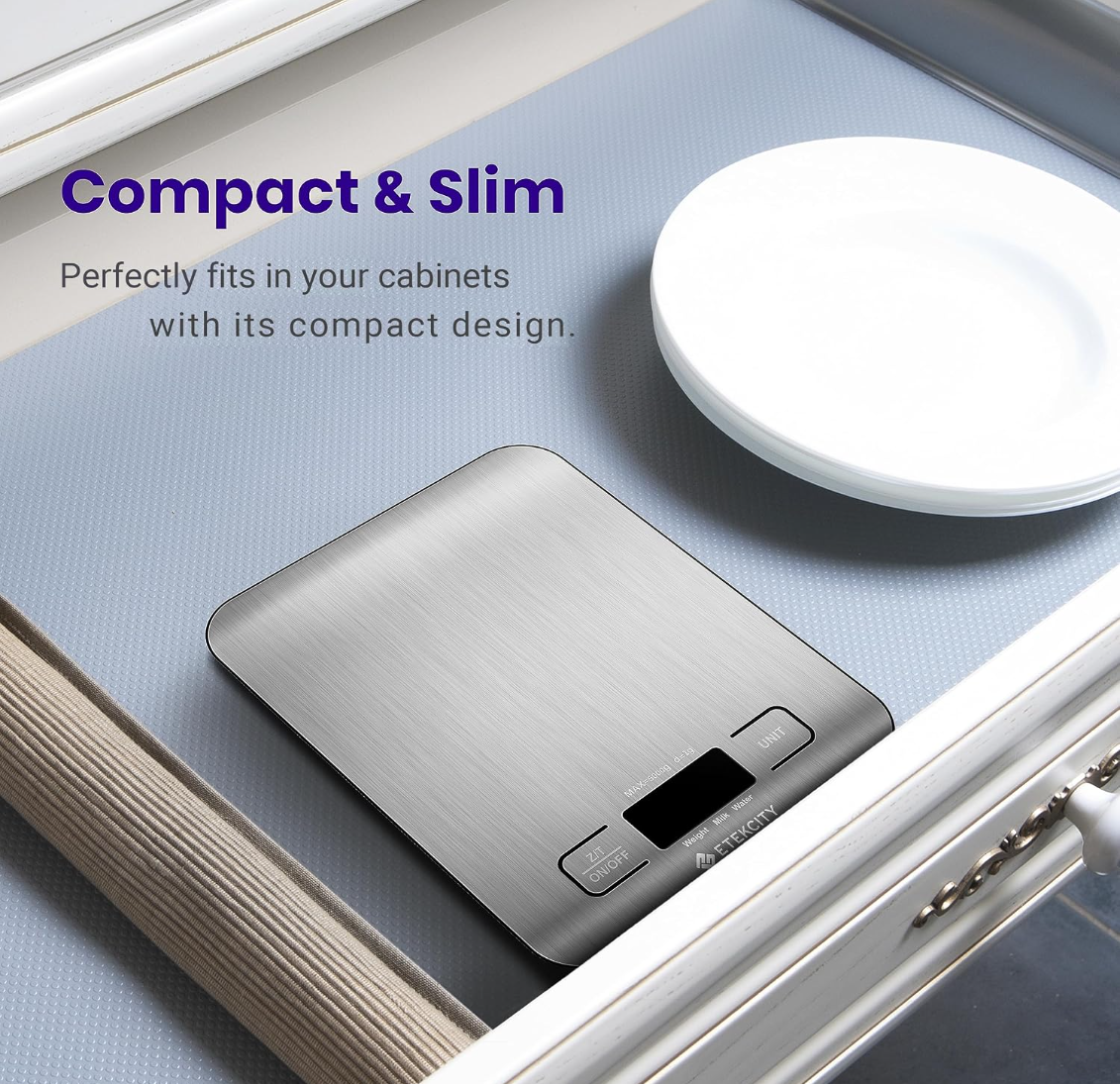 Digital Kitchen Food Scale, 5kg Stainless Steel Kitchen Scale with Battery, Multifunctional Electronic Cooking Scale for Baking, Cooking, Meal Prep and Food Weighing, Silver
