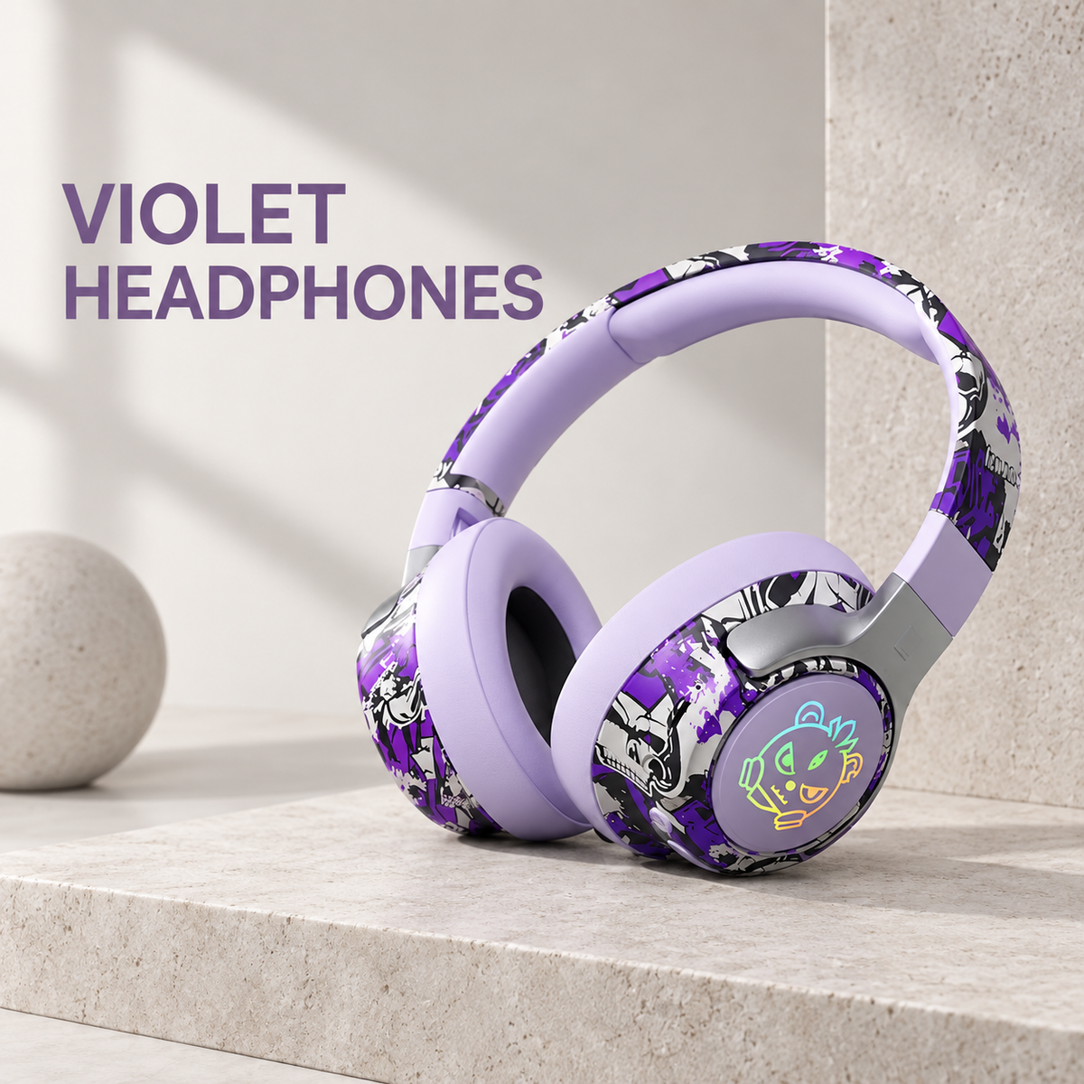 Wireless Over-Ear Headphones with Cushioned Ear Pads and Graphic Colorways