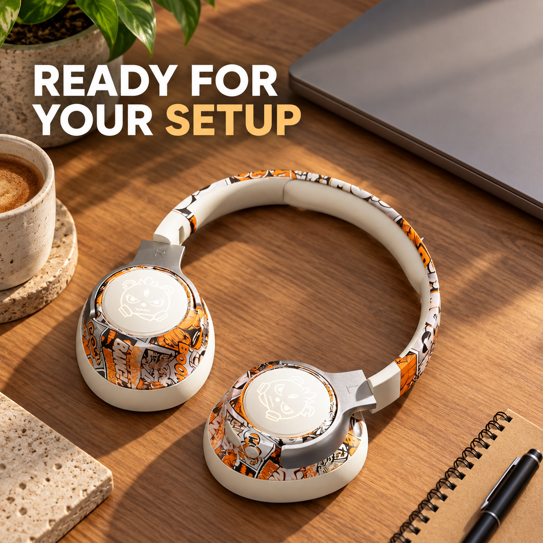 Wireless Over-Ear Headphones with Cushioned Ear Pads and Graphic Colorways