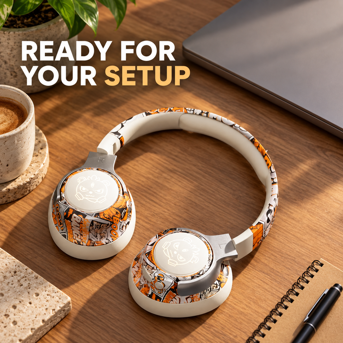 Wireless Over-Ear Headphones with Cushioned Ear Pads and Graphic Colorways