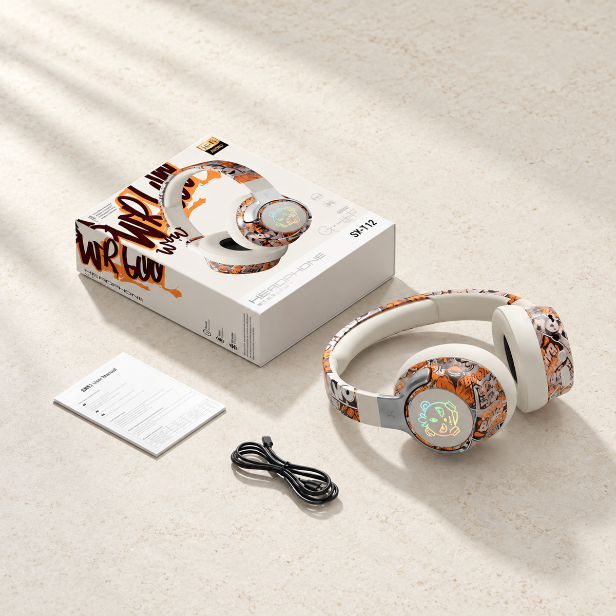Wireless Over-Ear Headphones with Cushioned Ear Pads and Graphic Colorways