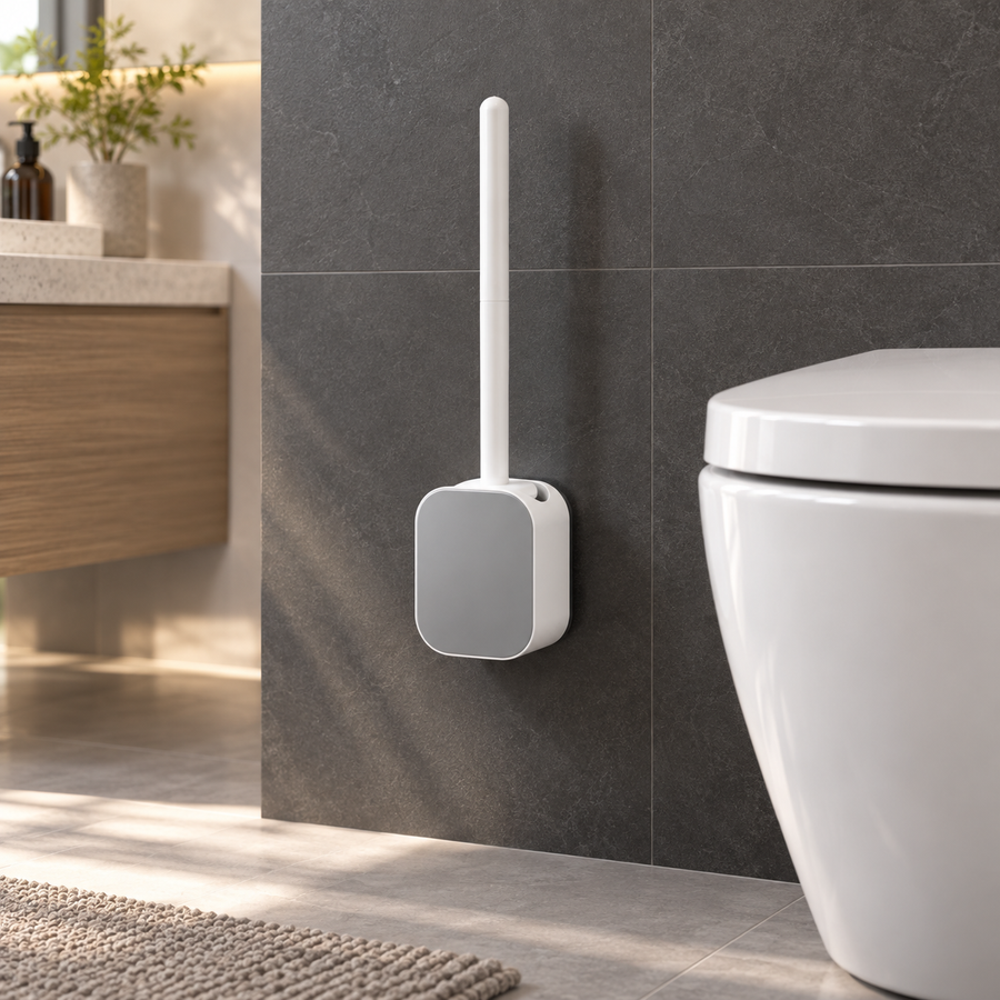 No-Drill Wall-Mounted Toilet Brush with Holder