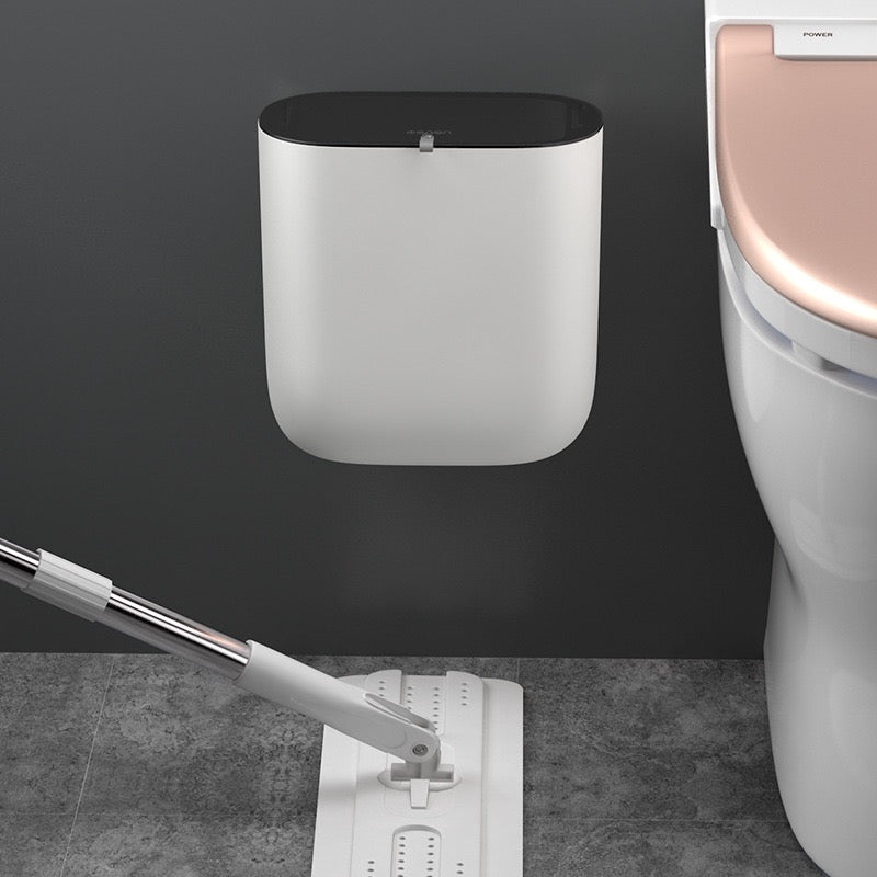 No-Drill Wall-Mounted Trash Bin with Lid