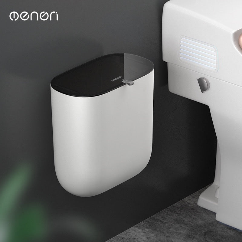 No-Drill Wall-Mounted Trash Bin with Lid