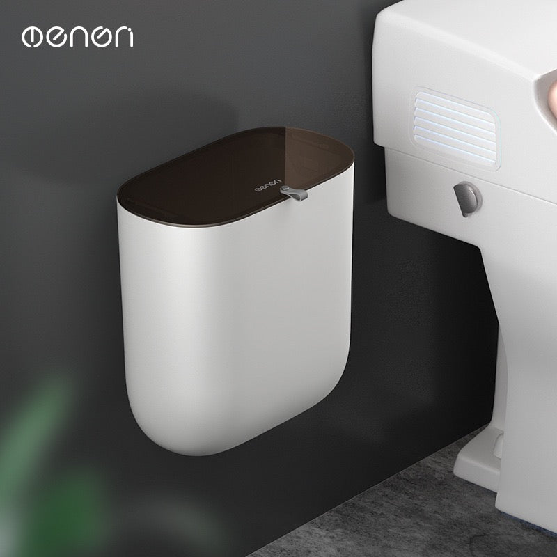 No-Drill Wall-Mounted Trash Bin with Lid