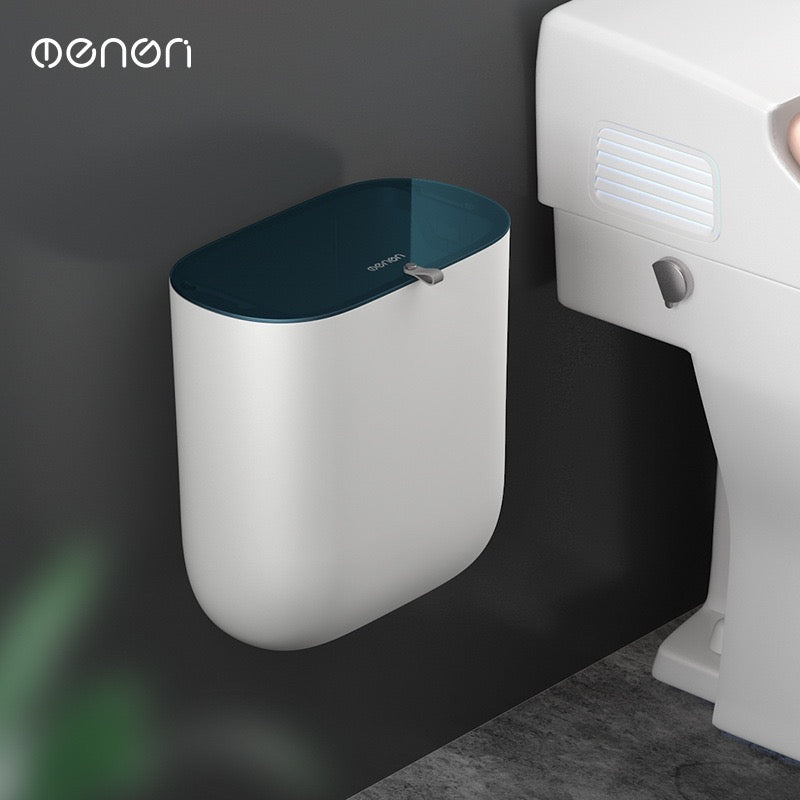 No-Drill Wall-Mounted Trash Bin with Lid