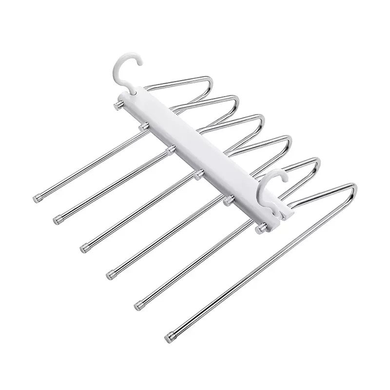 6-Tier Swing-Arm Pants Hanger with Dual Hooks – Space-Saving Closet Organizer for Trousers, Scarves, Ties and Towels