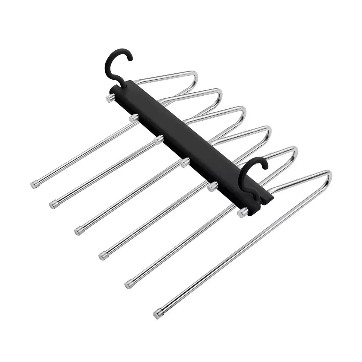 6-Tier Swing-Arm Pants Hanger with Dual Hooks – Space-Saving Closet Organizer for Trousers, Scarves, Ties and Towels