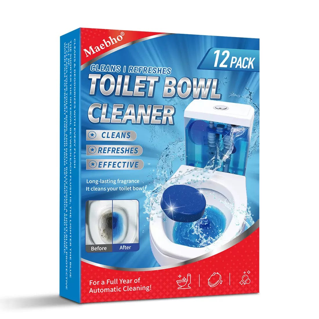 Toilet cleaning block, blue bubble toilet cleaner block, toilet cleaner, toilet cleaning agent, toilet freshener, deodorizer