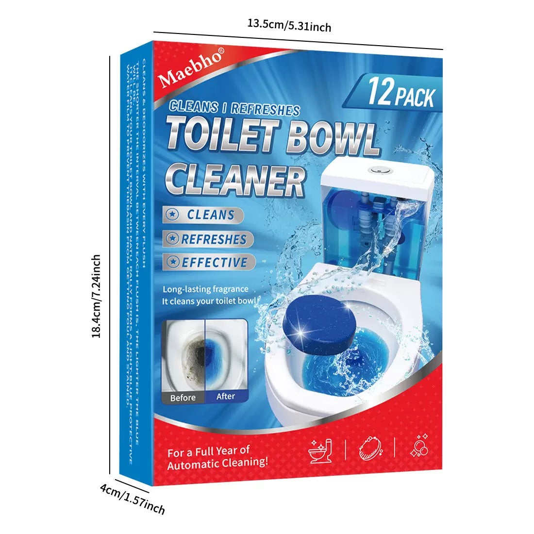 Toilet cleaning block, blue bubble toilet cleaner block, toilet cleaner, toilet cleaning agent, toilet freshener, deodorizer