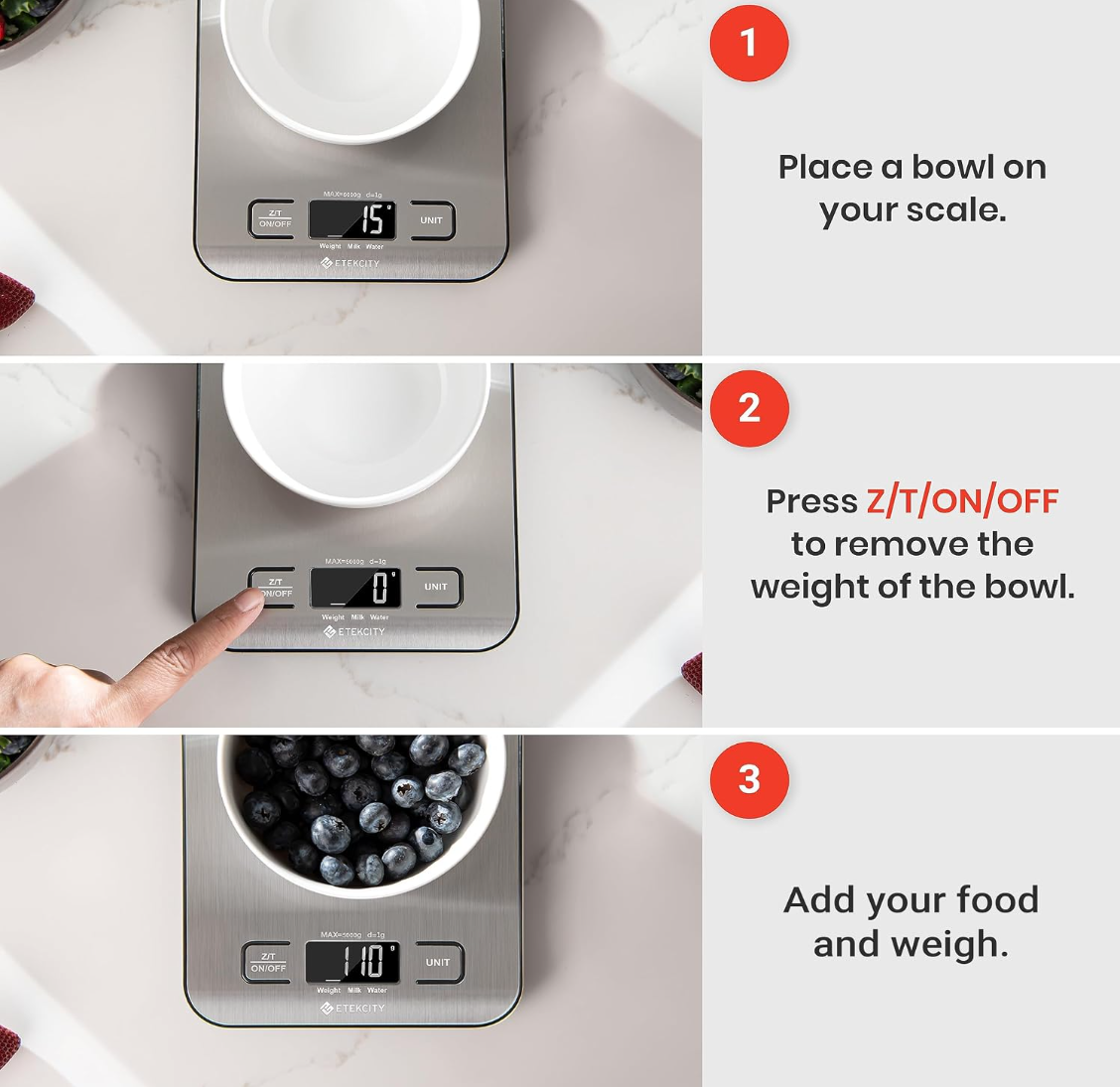 Digital Kitchen Food Scale, 5kg Stainless Steel Kitchen Scale with Battery, Multifunctional Electronic Cooking Scale for Baking, Cooking, Meal Prep and Food Weighing, Silver