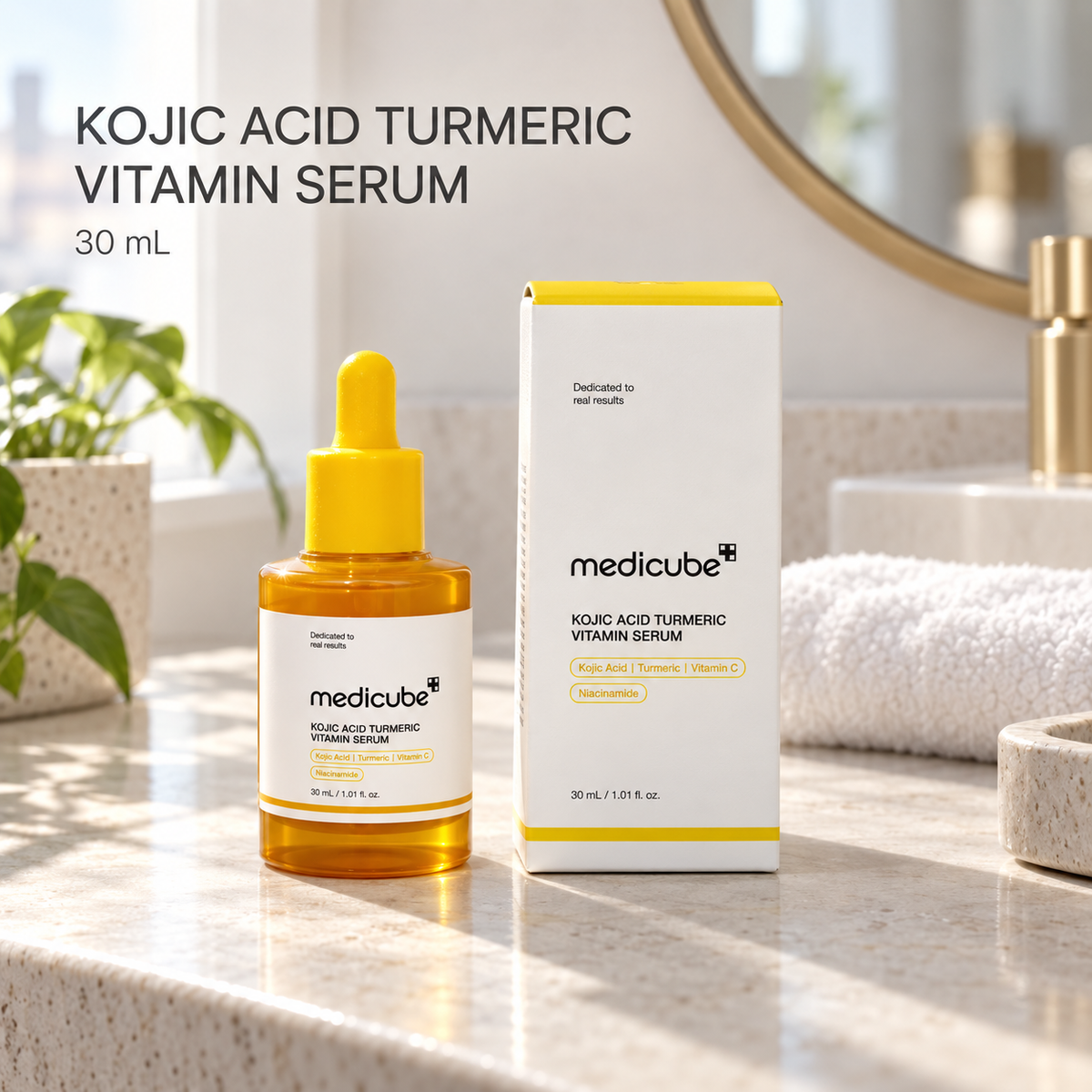 Kojic Acid Turmeric Resurfacing Toner, Brightening Face Toner with Niacinamide and Glycolic Acid, Lightweight Hydrating Exfoliating Toner, 8.45 fl oz (250 mL)
