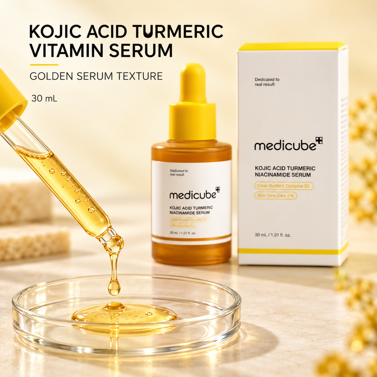 Kojic Acid Turmeric Resurfacing Toner, Brightening Face Toner with Niacinamide and Glycolic Acid, Lightweight Hydrating Exfoliating Toner, 8.45 fl oz (250 mL)