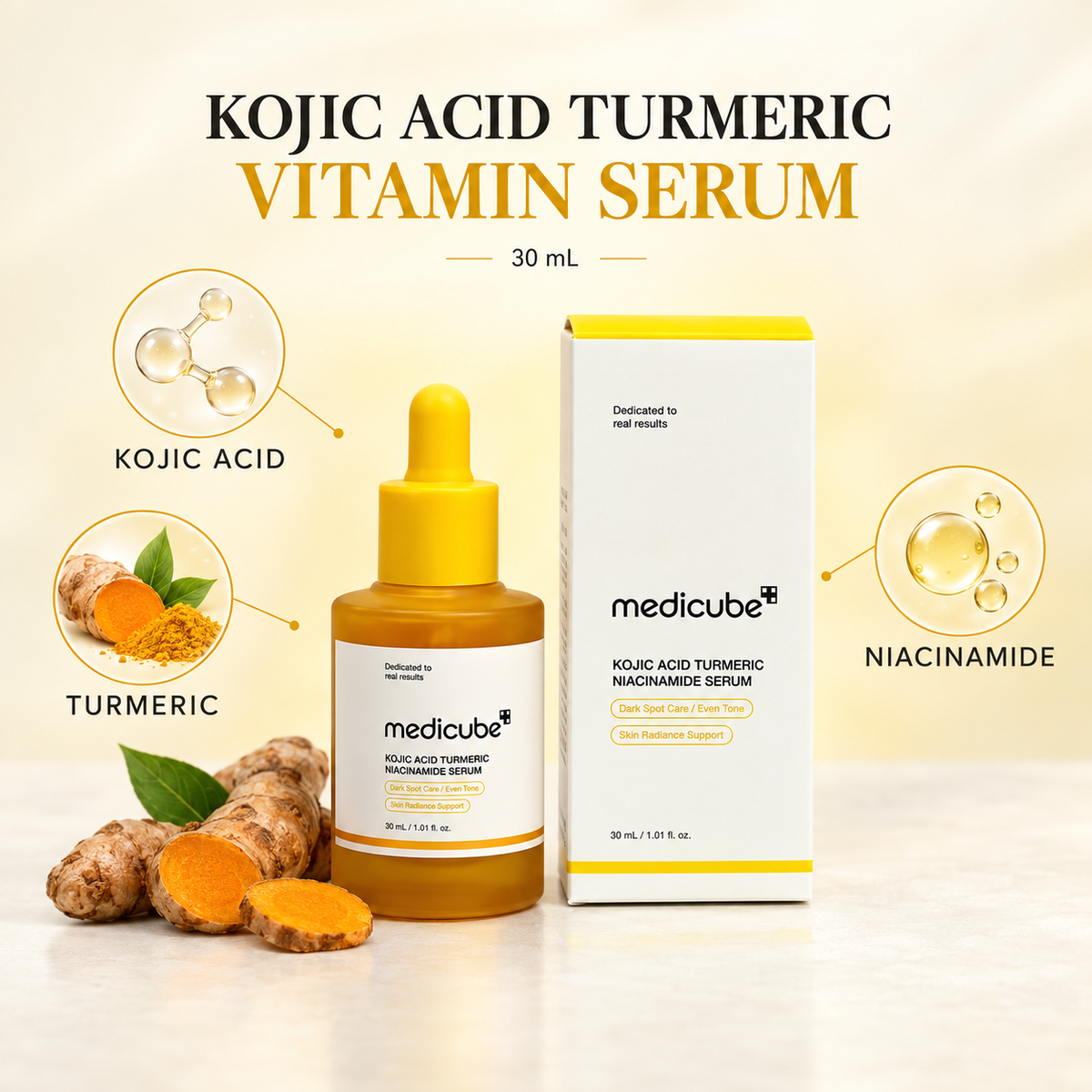 Kojic Acid Turmeric Resurfacing Toner, Brightening Face Toner with Niacinamide and Glycolic Acid, Lightweight Hydrating Exfoliating Toner, 8.45 fl oz (250 mL)