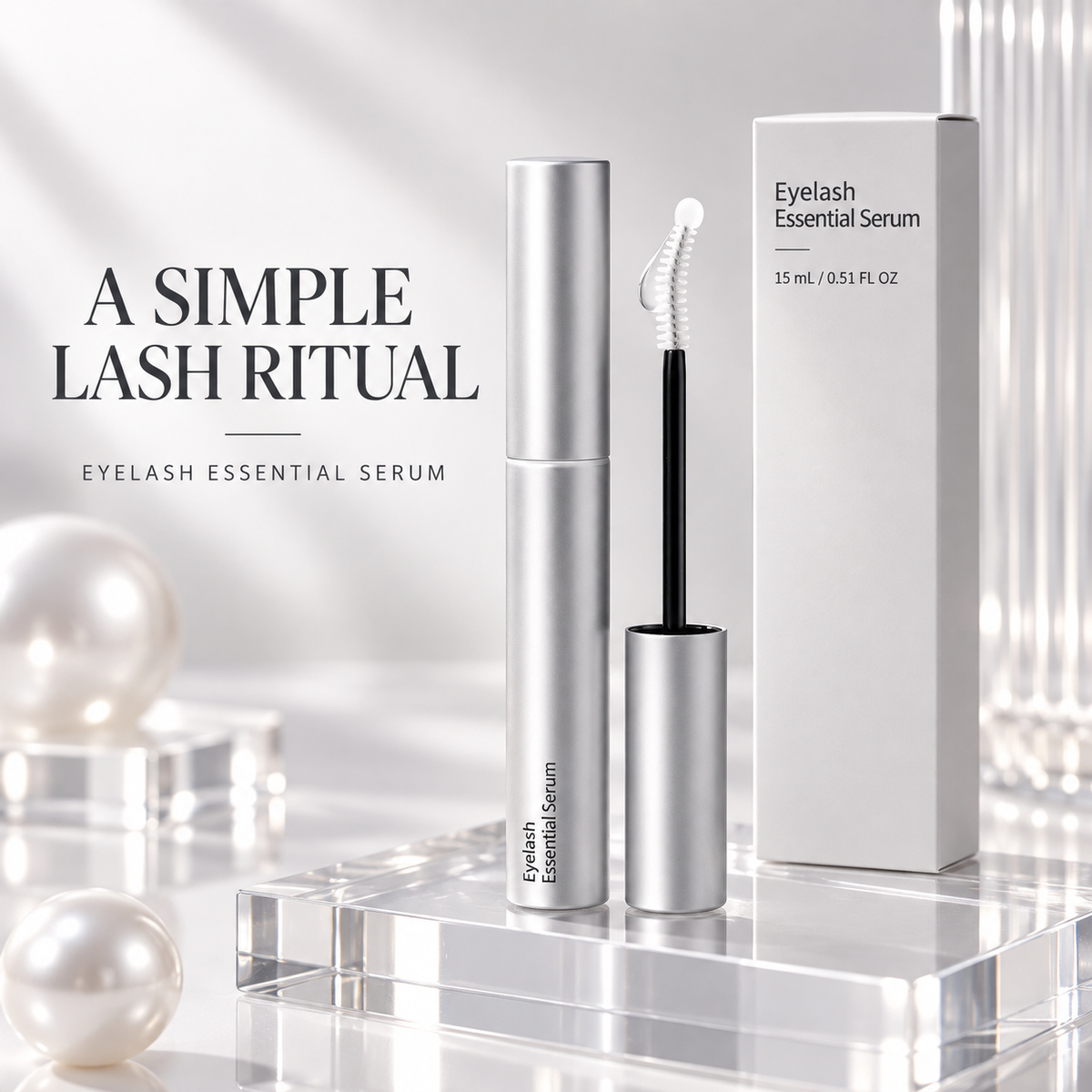 Eyelash Serum — For Eyelashes, Eyebrows, and Hairlines, 15 ml, Curved Applicator