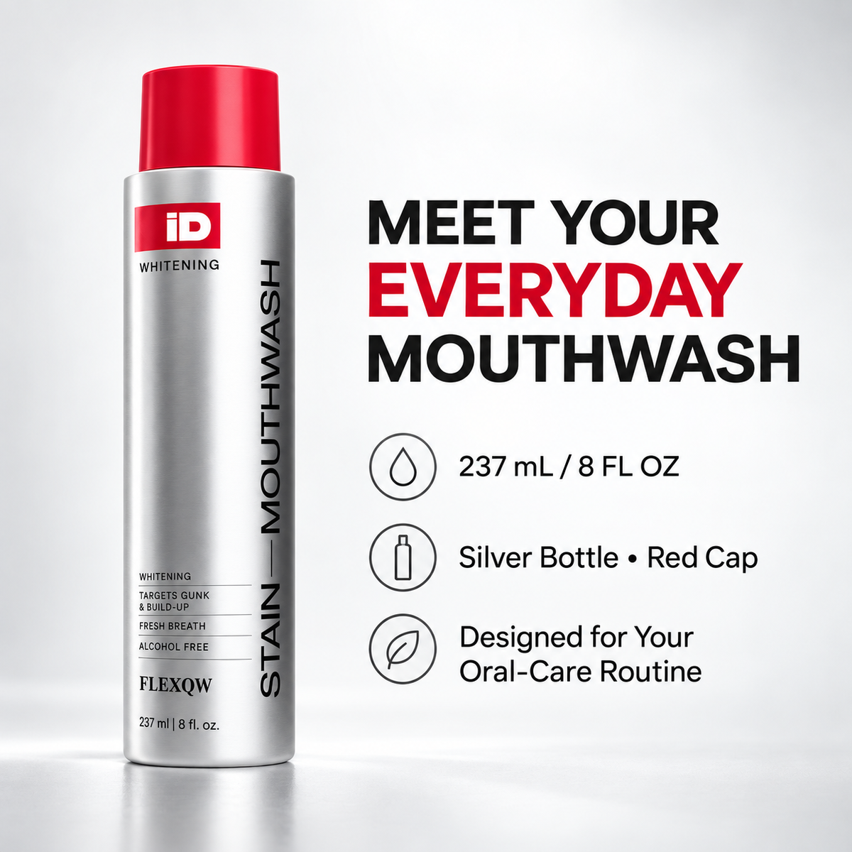 Whitening and Stain-Removing Mouthwash, Alcohol-Free, Mint Flavor, 237 mL (8 fl oz)